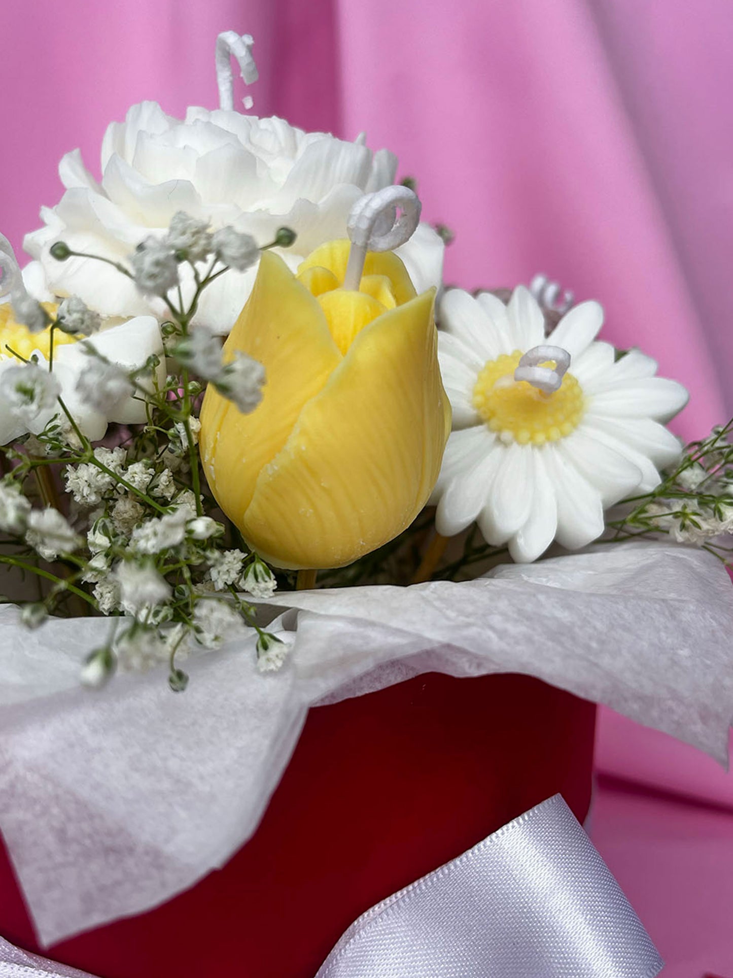 Bouquet flores velas