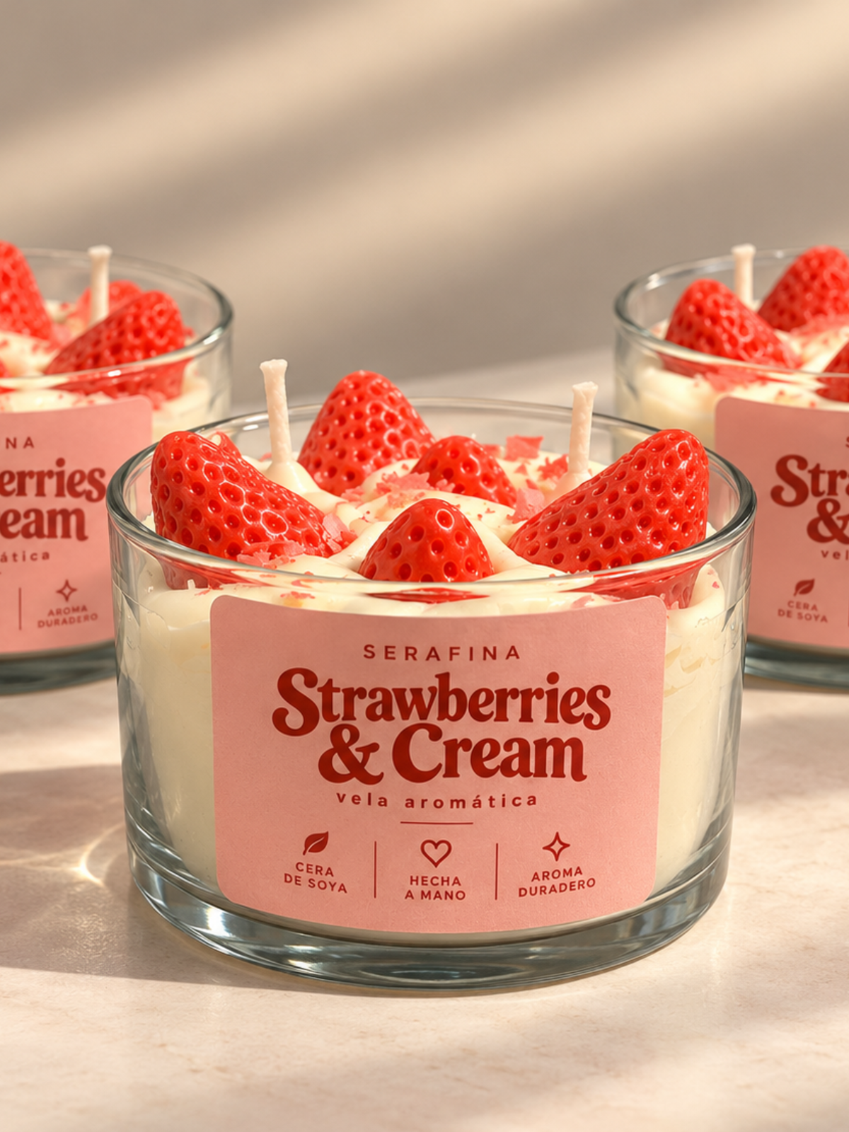 Vela fresas con crema