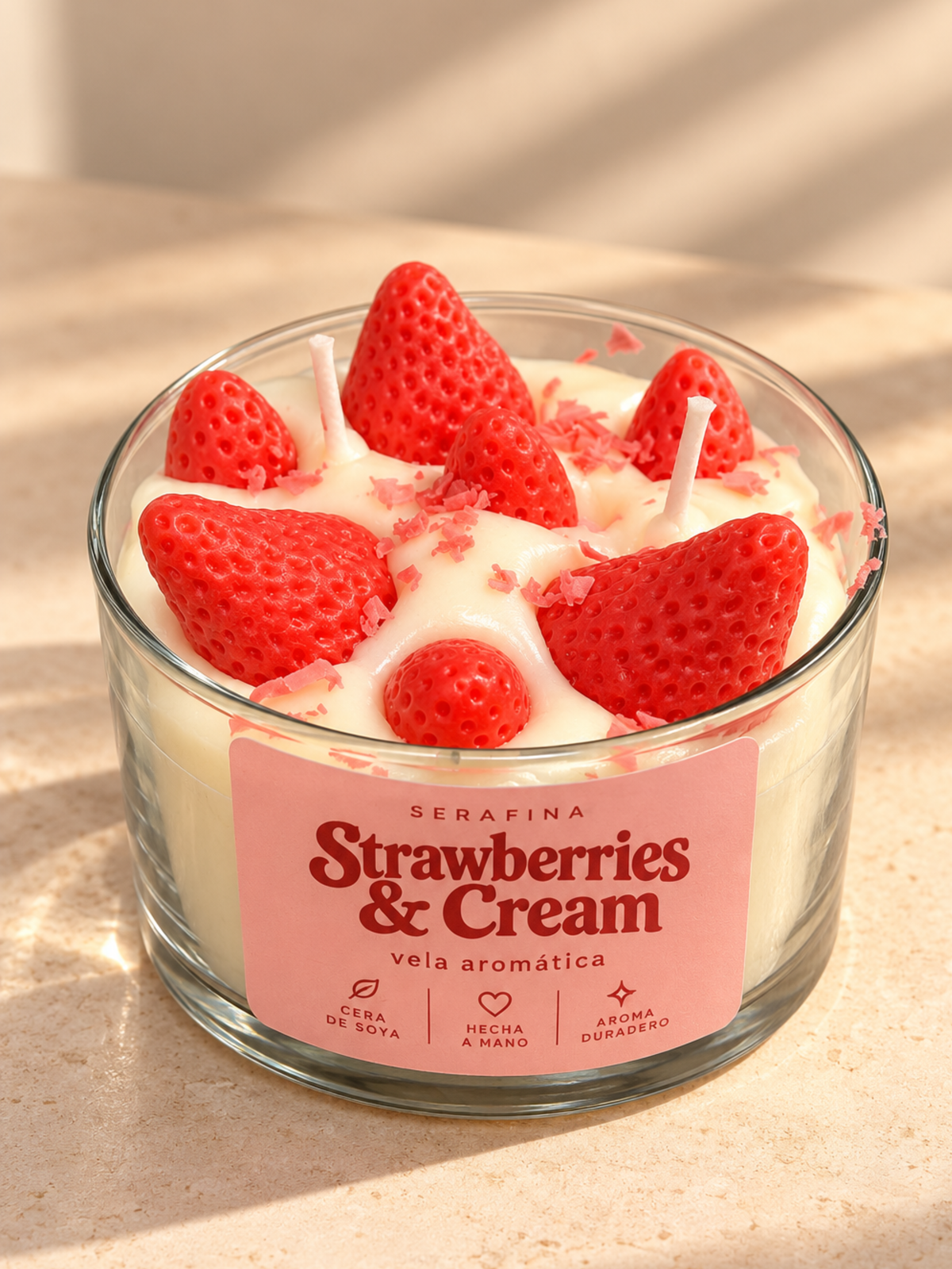 Vela fresas con crema