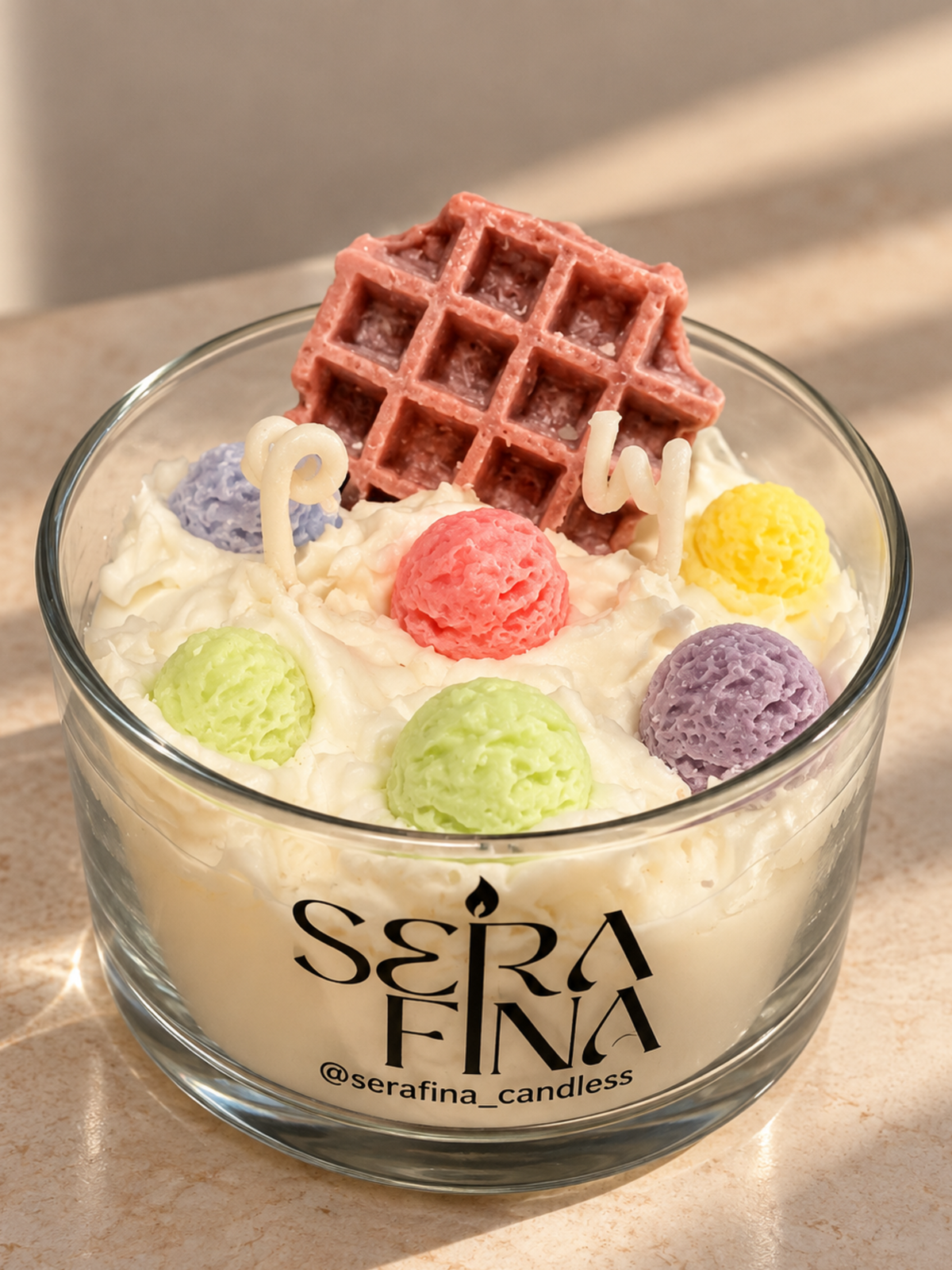 Vela Waffle con helado